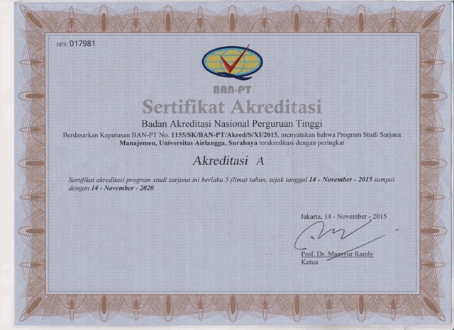 Sertifikat Akreditasi Prodi S1M 2015 2020